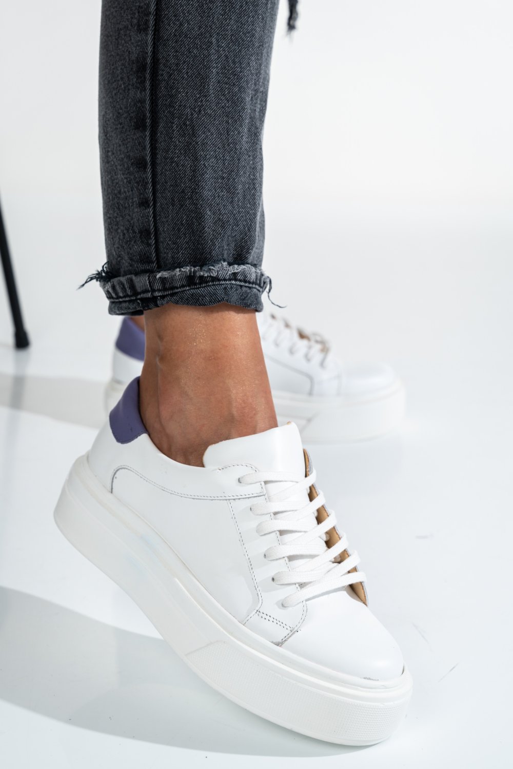 Fehér természetes bőr sport cipők 3s7h001