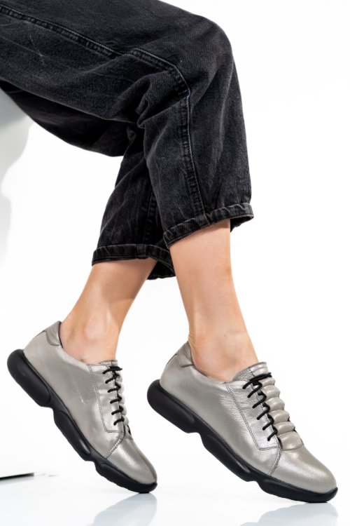 Szürke természetes bőr sport cipők 1s7h68