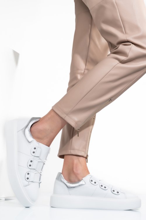 Fehér természetes bőr sport cipők 2s7h41-609np