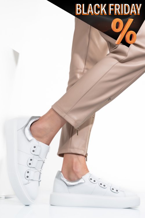 Fehér természetes bőr sport cipők 2s7h41-609np