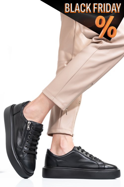 Fekete természetes bőr sport cipők 2s7h41-607np
