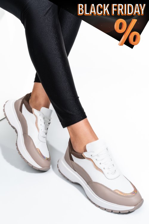 Bézs természetes bőr sport cipők 2s7h41-614np