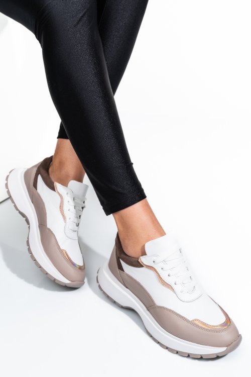 Bézs természetes bőr sport cipők 2s7h41-614np