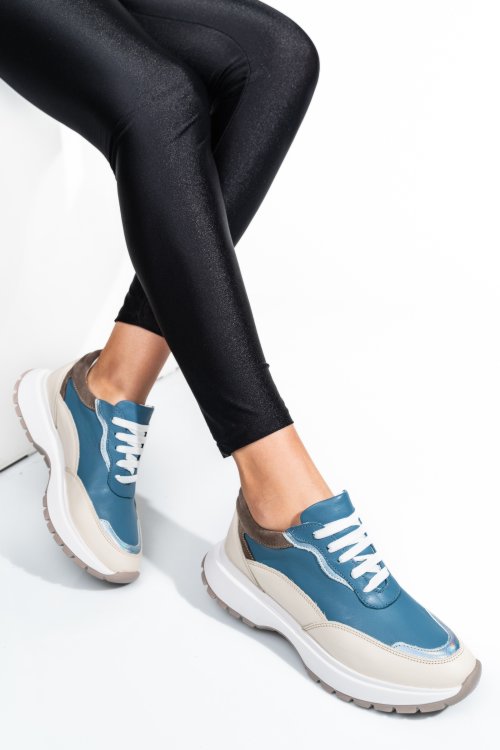 Kék természetes bőr sport cipők 2s7h41-614np