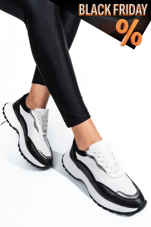 Fekete természetes bőr sport cipők 2s7h41-614np