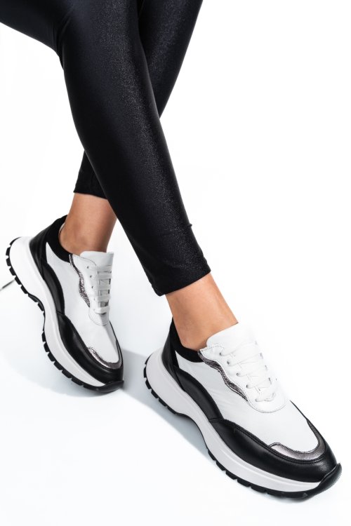 Fekete természetes bőr sport cipők 2s7h41-614np