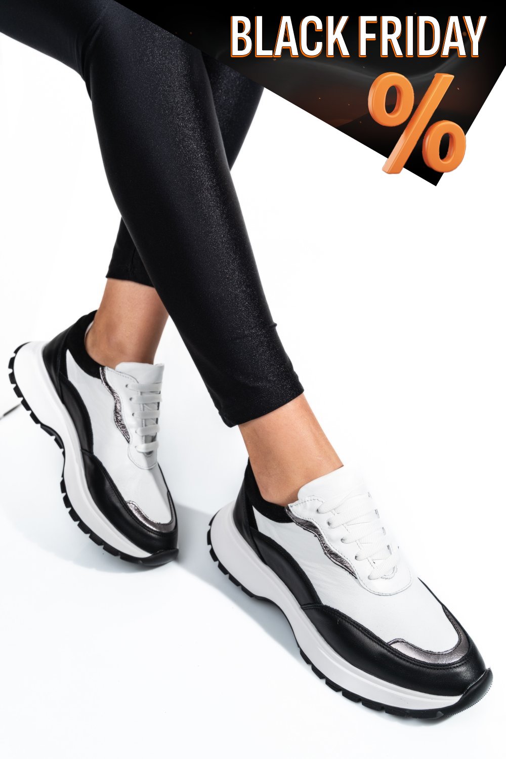 Fekete természetes bőr sport cipők 2s7h41-614np