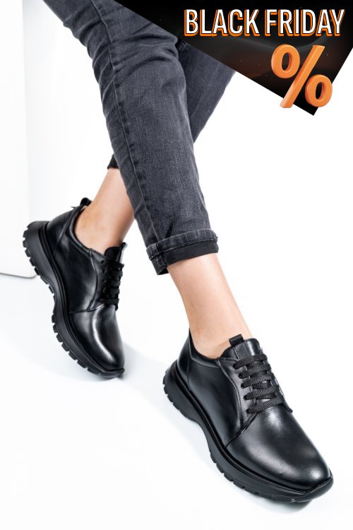 Fekete természetes bőr sport cipők 2s7h41-613np