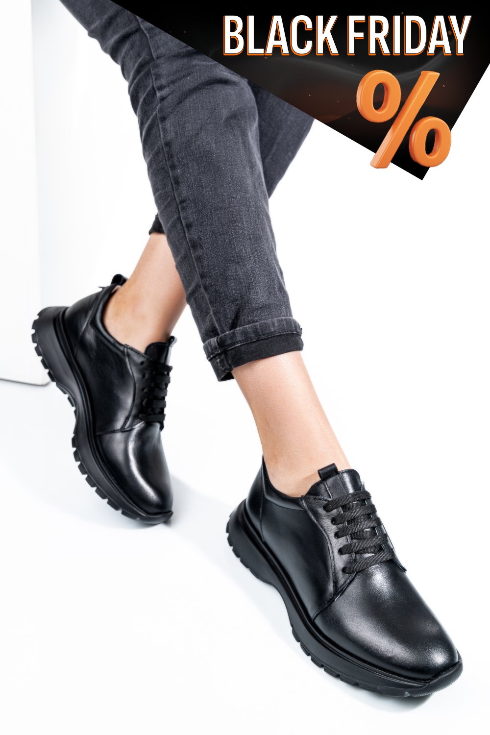 Fekete természetes bőr sport cipők 2s7h41-613np