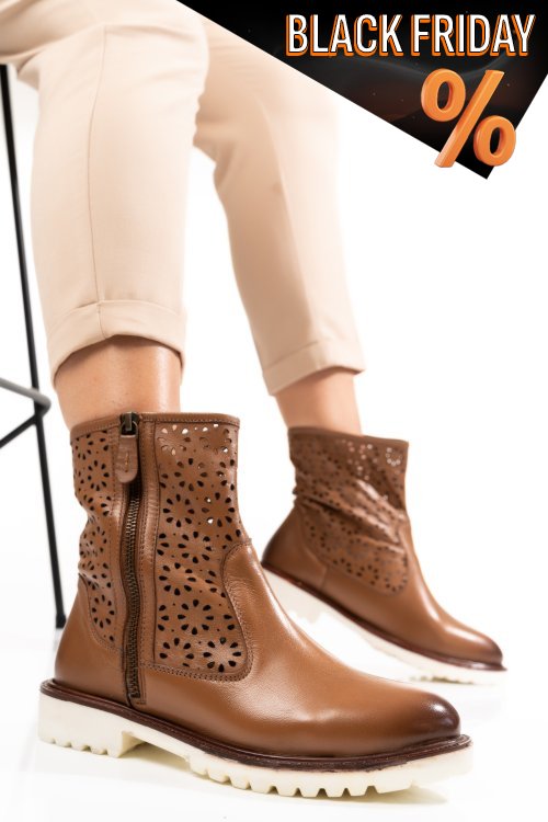 Barna természetes bőr bakancs 9s7h231