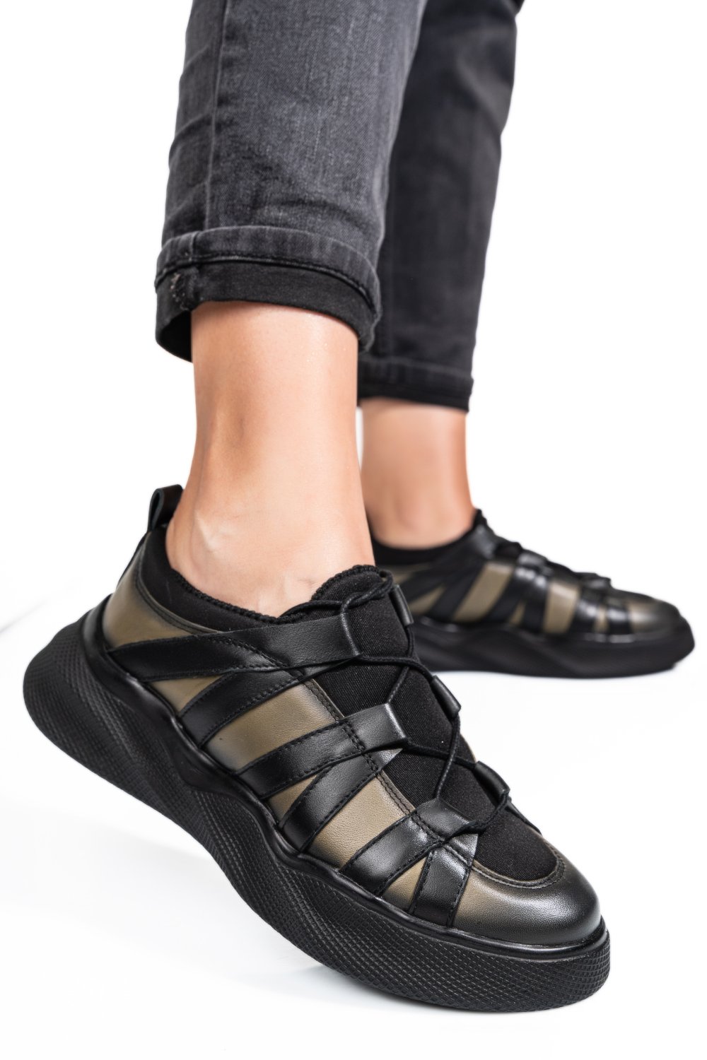 Zöld természetes bőr sport cipők 2s7h32