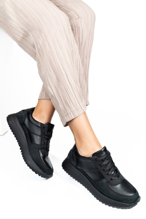 Fekete természetes bőr sport cipők 4s7h54