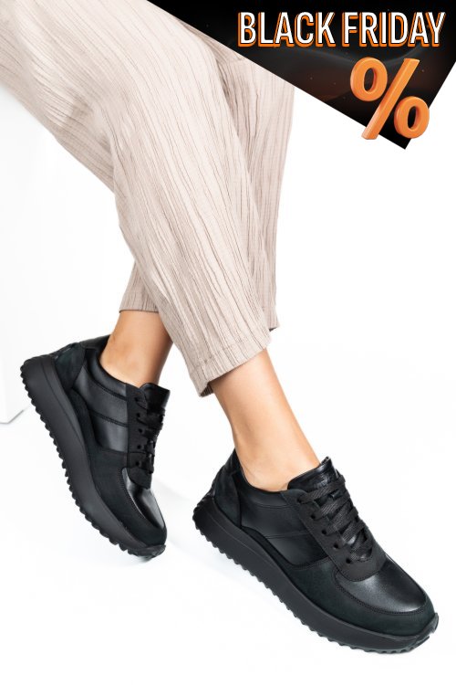 Fekete természetes bőr sport cipők 4s7h54