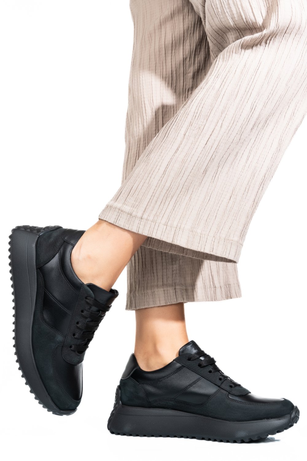 Fekete természetes bőr sport cipők 4s7h54