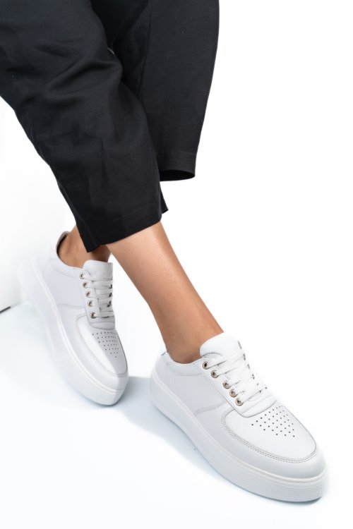 Fehér természetes bőr sport cipők 4s7h030