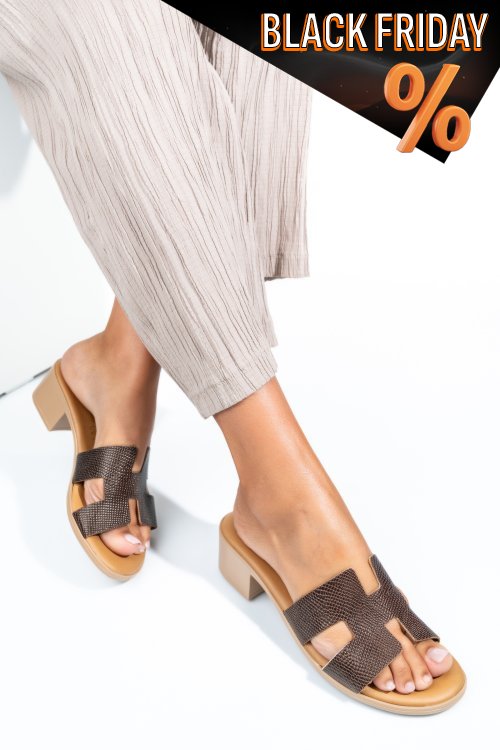 Barna természetes bőr papucs hs7h-tacco