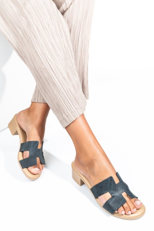 Kék természetes bőr papucs hs7h-tacco