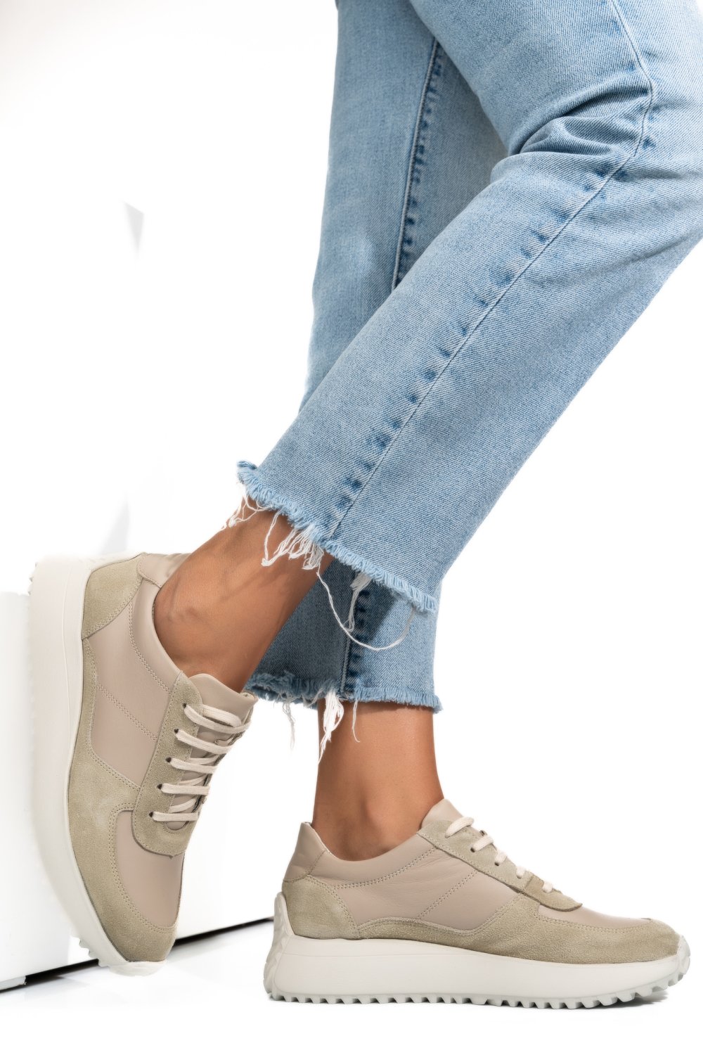 Bézs természetes bőr sport cipők 4s7h54