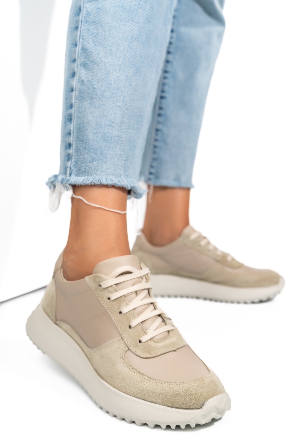 Bézs természetes bőr sport cipők 4s7h54