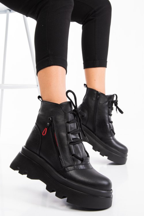 Fekete természetes bőr bakancs 9s7h66