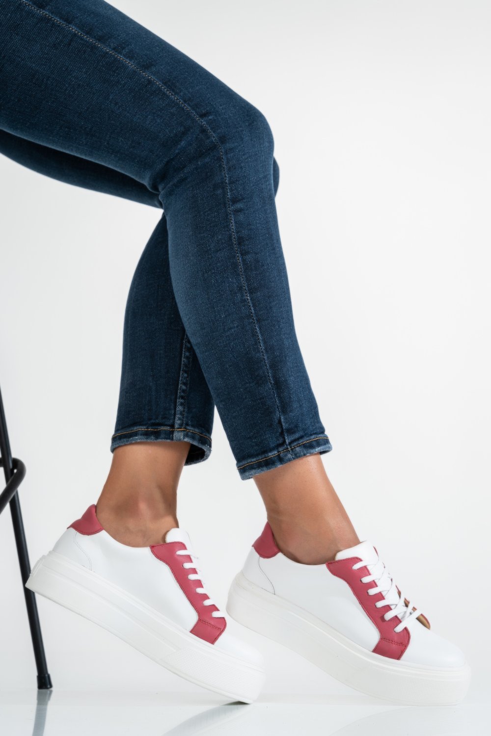 Fehér természetes bőr sport cipők 3s7h005