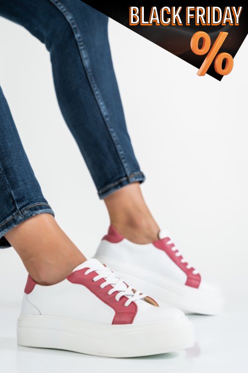 Fehér természetes bőr sport cipők 3s7h005