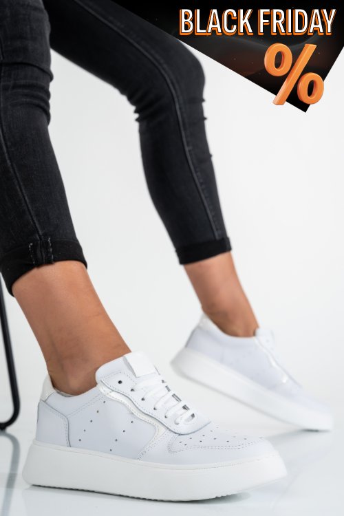 Fehér természetes bőr sport cipők 2s7h021