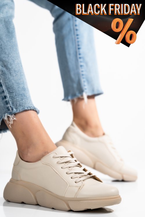 Bézs természetes bőr sport cipők 3s7h011b