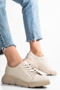 Bézs természetes bőr sport cipők 3s7h011b