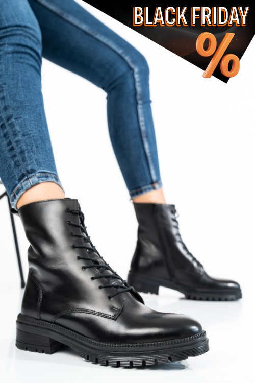 Fekete természetes bőr bakancs ws7hh54h06