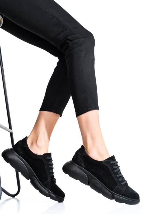 Fekete természetes bőr sport cipők 3s7h011b