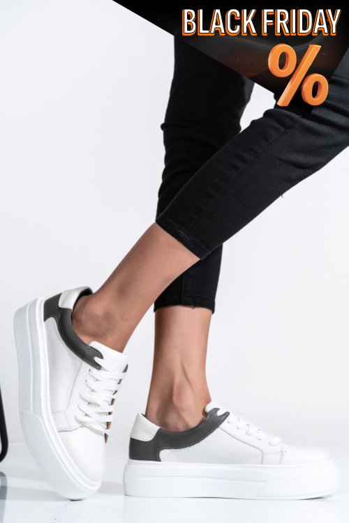 Szürke természetes bőr sport cipők 3s7h000