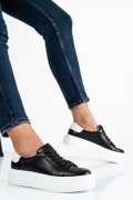 Fekete természetes bőr sport cipők 3s7h005