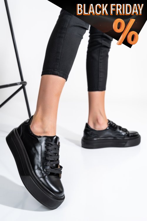 Fekete természetes bőr sport cipők 3s7h000