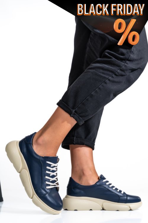 Kék természetes bőr sport cipők 3s7h011