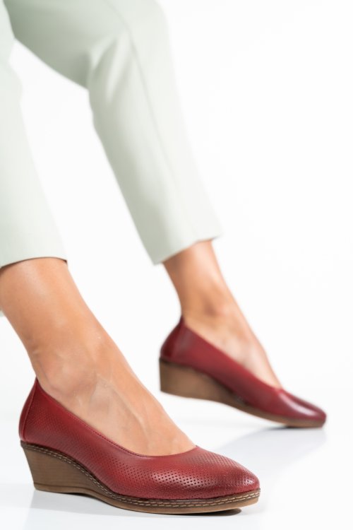 Bordó természetes bőr magassarkú cipők 1s7h084