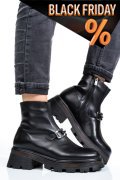 Fekete természetes bőr bakancs 4s7h29