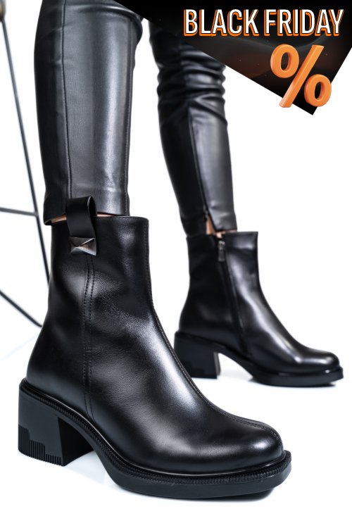 Fekete természetes bőr bakancs 4s7h27