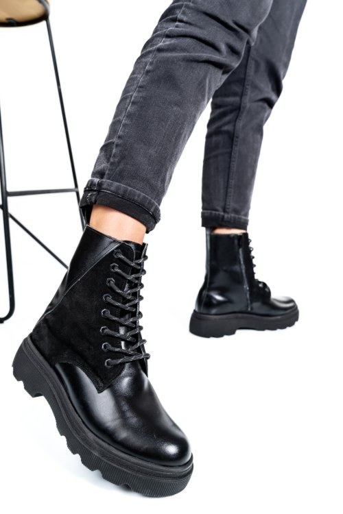 Fekete természetes bőr bakancs 1s7h50lib