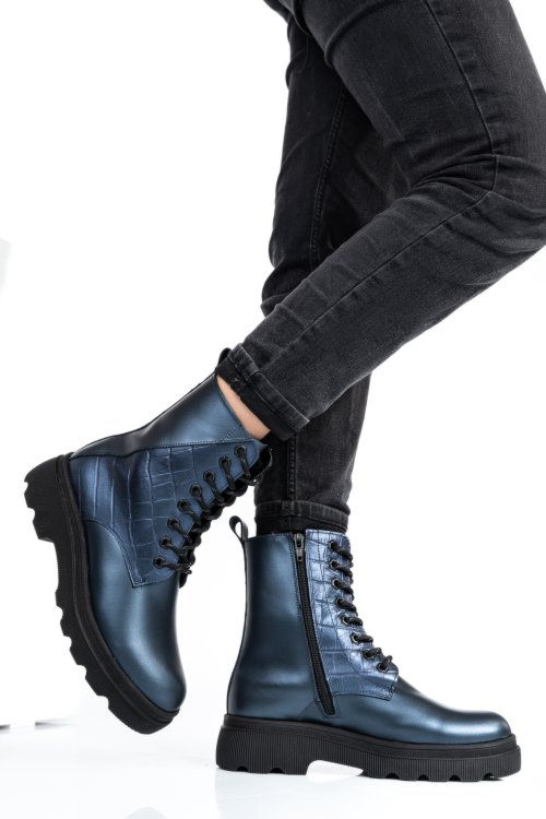 Kék természetes bőr bakancs 1s7h50lib