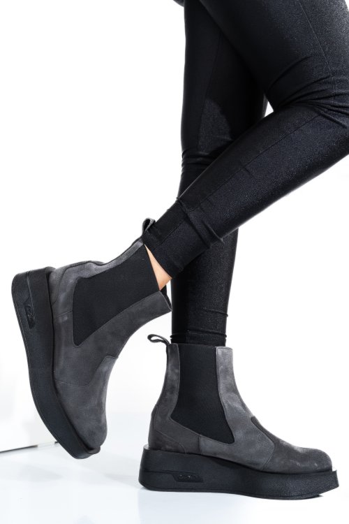 Szürke természetes bőr bakancs 2s7h00