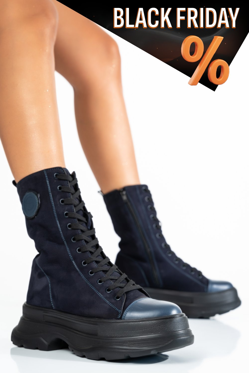 Tengerészkék természetes bőr bakancs 2s7h22861nbk