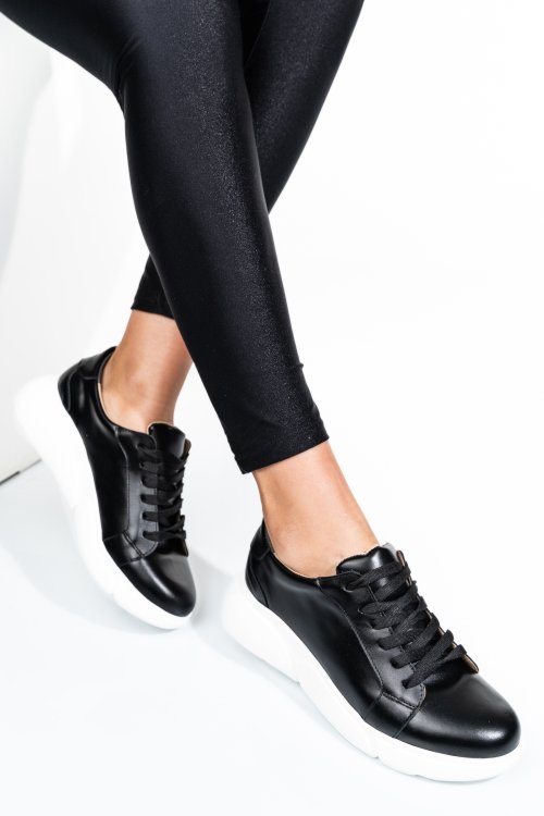 Fekete természetes bőr sport cipők 3s7h011b