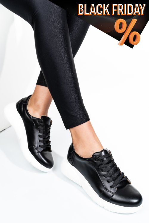 Fekete természetes bőr sport cipők 3s7h011b