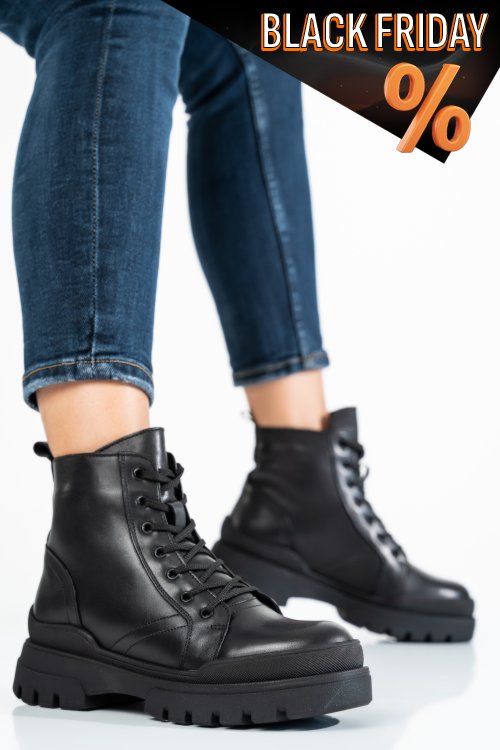 Fekete természetes bőr bakancs 2s7h22836np