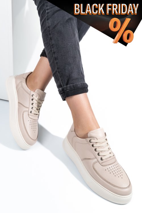 Bézs természetes bőr sport cipők 4s7h030