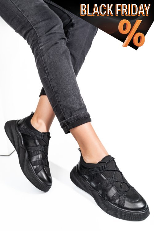 Fekete természetes bőr sport cipők 2s7h32