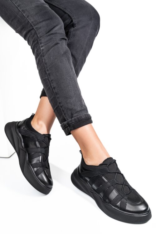 Fekete természetes bőr sport cipők 2s7h32