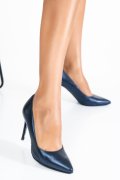 Tengerészkék természetes bőr magassarkú cipők 1s7h206