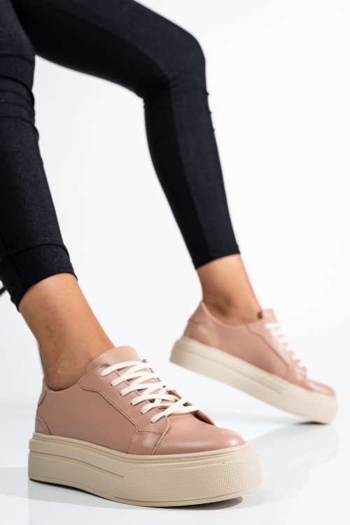 Bézs természetes bőr sport cipők 3s7h001